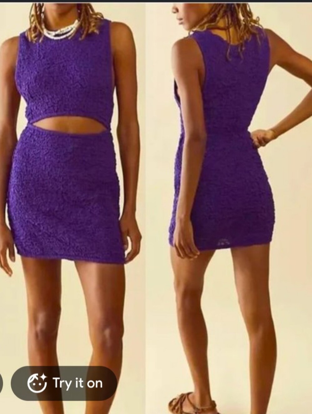 Free People Sleeveless Purple Cutout Mini Dress L